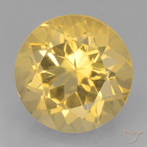 6.07ct Natural Medium Golden Citrine, Round, VVS