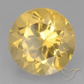 6.07 ct Golden Citrine Stone, Natural Citrine in Round Facet Shape for Sale