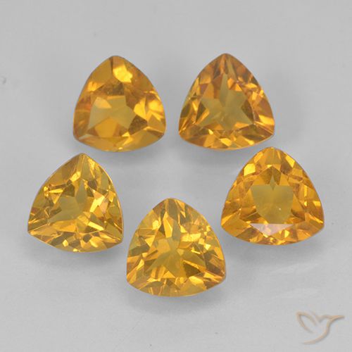 2.19 ct Yellow Citrine, 5.1 x 5 mm Trillion Cut From Brazil, Photo A
