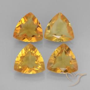 6.92 ctw Golden Citrine Stones, Natural Citrine in Trillion Facet Shape for Sale