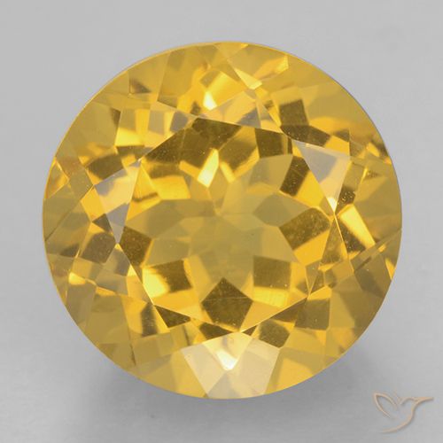 6.39ct Natural Medium Gold Citrine, Round, VVS