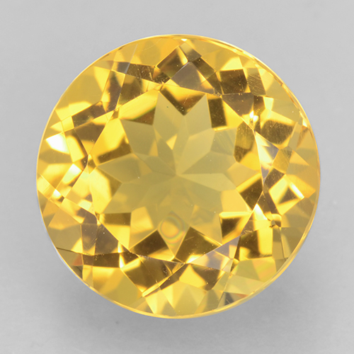 Dorado medio Citrina Gema - 6.3ct Faceta Redonda (ID: 501409)