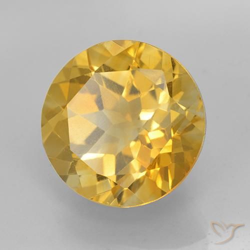 5.98 ct Golden Citrine Stone, Natural Citrine in Round Facet Shape for Sale