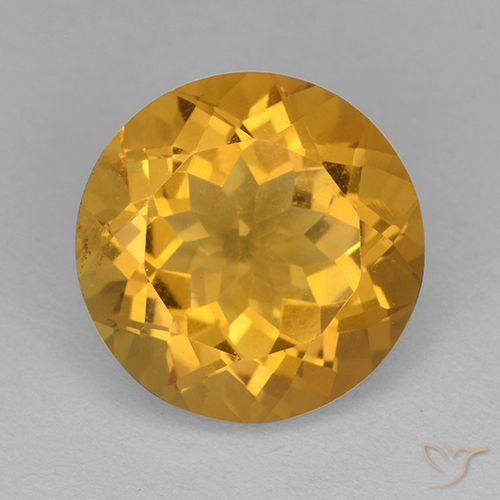 6.21ct Natural Deep Golden Orange Citrine, Round, VVS