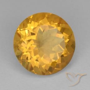 6.21 ct Golden Citrine Stone, Natural Citrine in Round Facet Shape for Sale