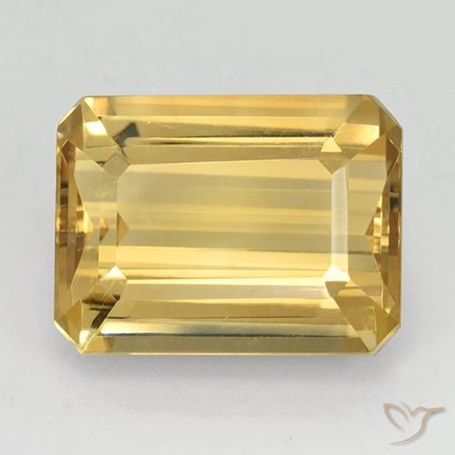 11.46 ct Golden Citrine Gemstone, Citrine Gem in Octagon Step Cut Shape for Sale.