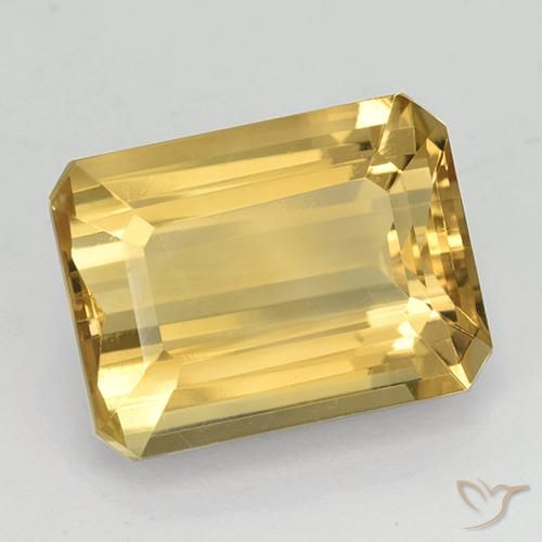 11.46 ct Golden Citrine Stone, Natural Citrine in Octagon Step Cut Shape for Sale