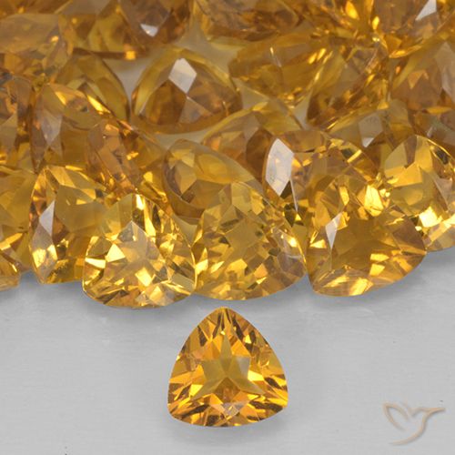 Citrine Jaune 0,89 ct, 6,2 x 6 mm Trillion Cut du Brésil, Photo A