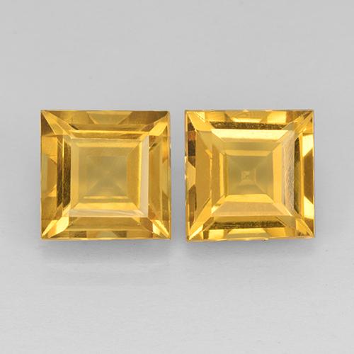 4.54 ct Yellow Citrine, 8 x 7.9 mm Square Cut From Brazil, Photo A