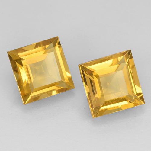 4.54 ctw Golden Citrine Stones, Natural Citrine in Square Facet Shape for Sale