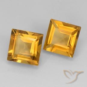4.12 ctw Golden Citrine Stones, Natural Citrine in Square Step-Cut Shape for Sale