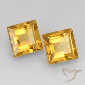 4.68 ctw Golden Citrine Stones, Natural Citrine in Square Step-Cut Shape for Sale