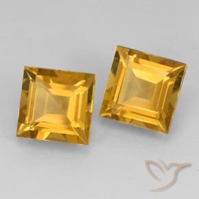 4.68 ctw Golden Citrine Stones, Natural Citrine in Square Step-Cut Shape for Sale