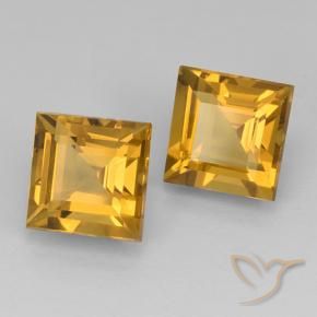 5.06 ctw Golden Citrine Stones, Natural Citrine in Square Step-Cut Shape for Sale