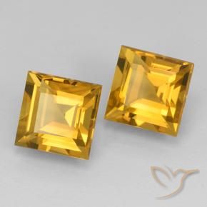 5.00 ctw Golden Citrine Stones, Natural Citrine in Square Step-Cut Shape for Sale