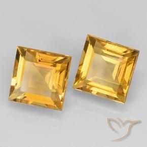 4.74 ctw Golden Citrine Stones, Natural Citrine in Square Step-Cut Shape for Sale
