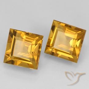 5.20 ctw Golden Citrine Stones, Natural Citrine in Square Step-Cut Shape for Sale