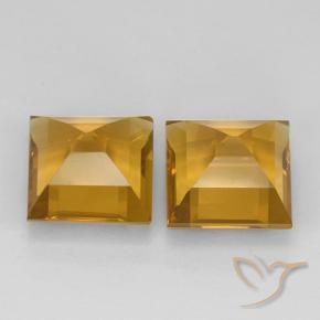 Citrine Gemstones in 8 x 8 mm (calibrated) Size for Sale, Citrine Stones in Dark Golden Color