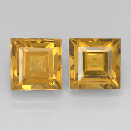 5 ct Yellow Citrine, 8.1 x 7.9 mm Square Cut From Brazil, Photo A
