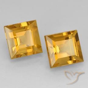 4.91 ctw Golden Citrine Stones, Natural Citrine in Square Step-Cut Shape for Sale