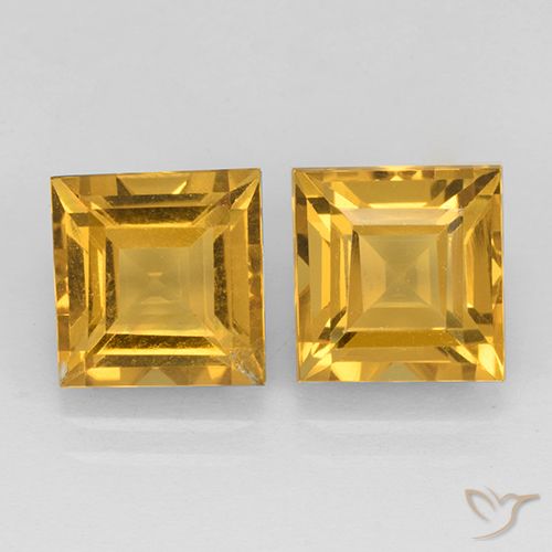 4.64 ct Yellow Citrine, 8 x 7.7 mm Square Cut From Brazil, Photo A