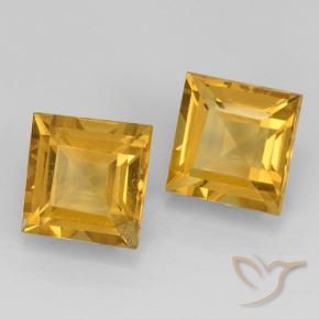 4.64 ctw Golden Citrine Stones, Natural Citrine in Square Step-Cut Shape for Sale