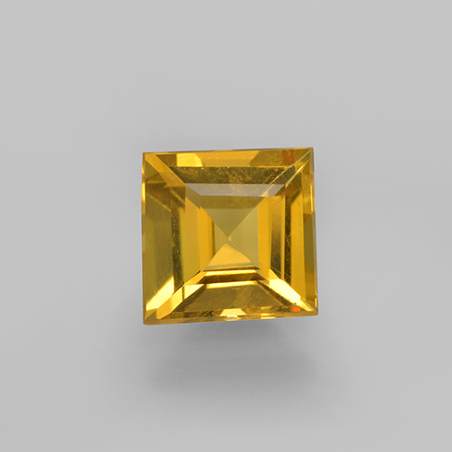 Deep Golden Orange Цитрин Камень - 1.3ct Квадратная форма ступенчатая огранка (ID: 503997)