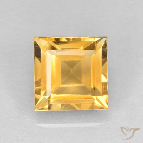 2.62 ct Golden Citrine Gemstone, Citrine Gem in Square Step-Cut Shape for Sale.