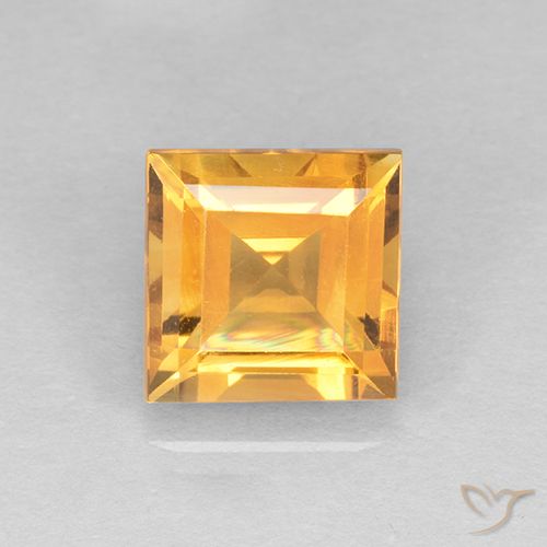 2.31 ct Golden Citrine Gemstone, Citrine Gem in Square Step-Cut Shape for Sale.