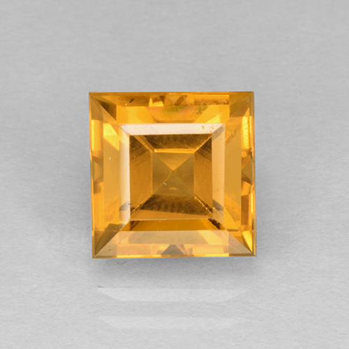 Deep Orange-Gold Цитрин Камень - 2.6ct Квадратная форма ступенчатая огранка (ID: 504593)