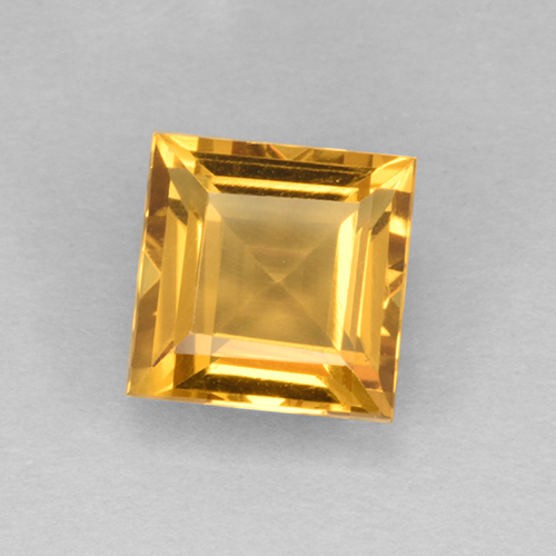 Orange-Gold Citrine Gem - 2.4ct Square Step-Cut (ID: 504595)