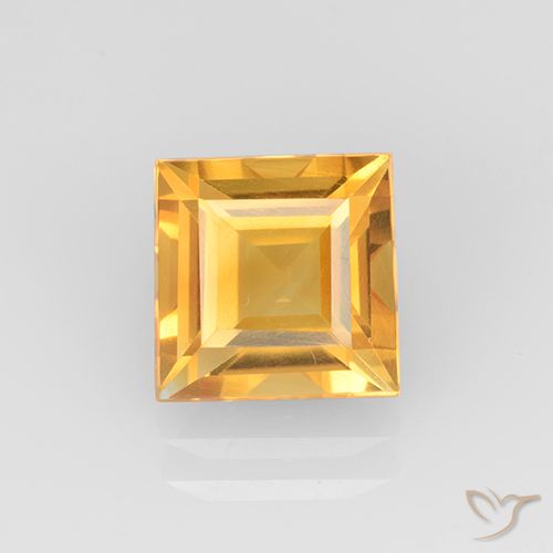 2.22 ct Golden Citrine Gemstone, Citrine Gem in Square Step-Cut Shape for Sale.