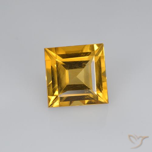 2.60ct Natural Deep Golden Orange Citrine, Square, VVS