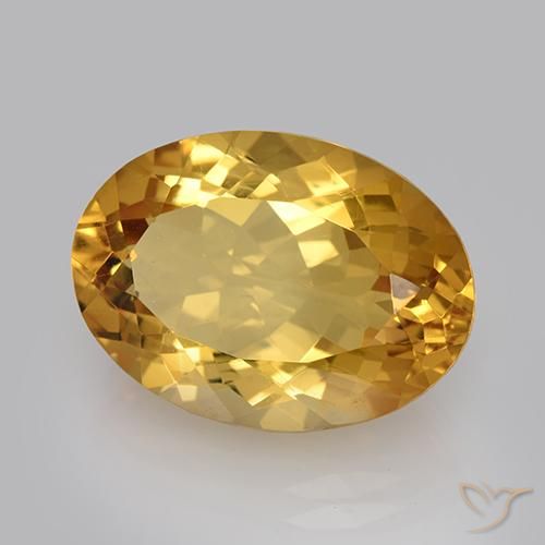 11.23 ct Golden Citrine Stone, Natural Citrine in Oval Facet Shape for Sale