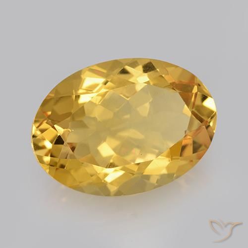 10.84 ct Golden Citrine Stone, Natural Citrine in Oval Facet Shape for Sale
