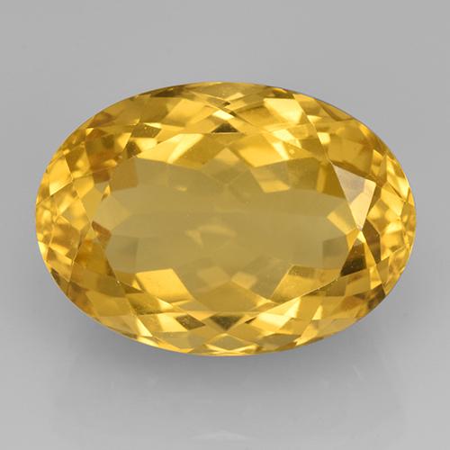 Золотисто-оранжевый Цитрин Камень - 15.3ct Фасетный Овал (ID: 504830)