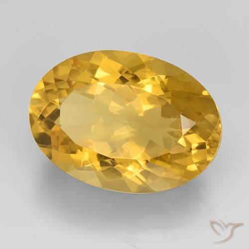 11.76 ct Golden Citrine Stone, Natural Citrine in Oval Facet Shape for Sale