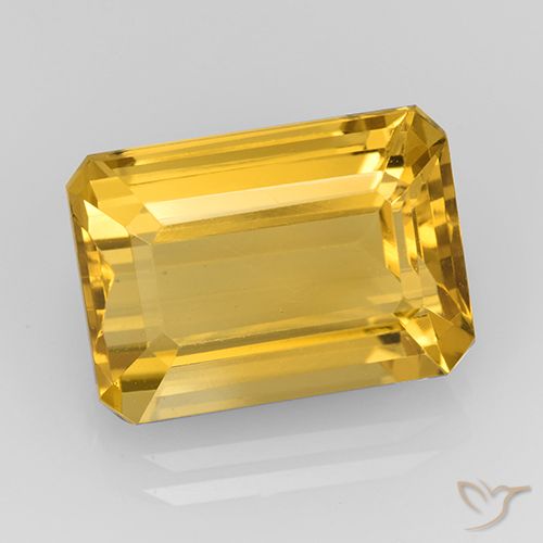 Medium Gold Citrin Edelstein - 7.9ct Octagon Stufenschliff (ID: 504908)