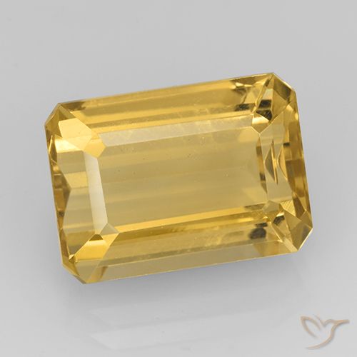 8.50ct Natural Medium Gold Citrine, Emerald Cut, VVS