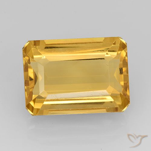 7.87ct Natural Medium Gold Citrine, Emerald Cut, VVS