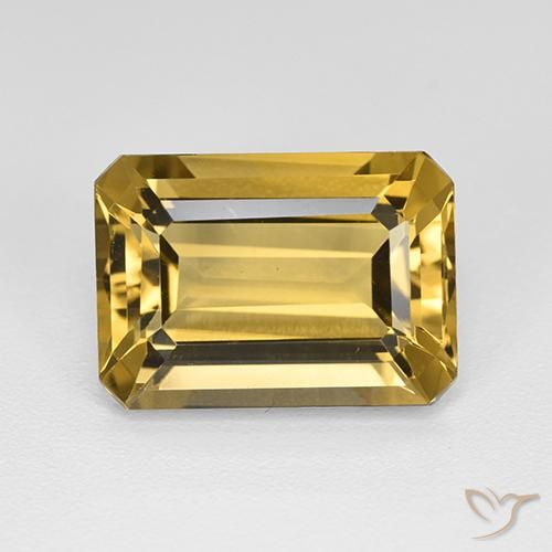 7.46 ct Golden Citrine Stone, Natural Citrine in Octagon Step Cut Shape for Sale