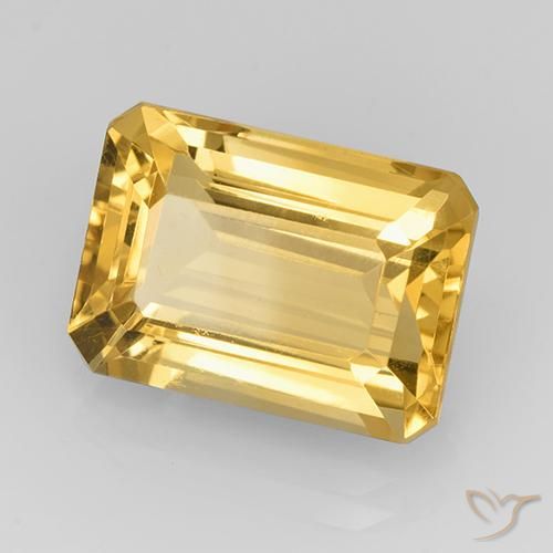 7.67 ct Golden Citrine Stone, Natural Citrine in Octagon Step Cut Shape for Sale