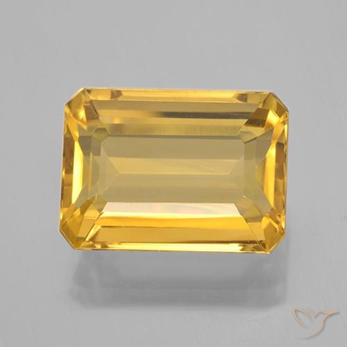 7.61ct Natural Medium Golden Citrine, Emerald Cut, VVS