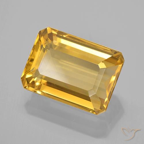 7.61 ct Golden Citrine Stone, Natural Citrine in Octagon Step Cut Shape for Sale