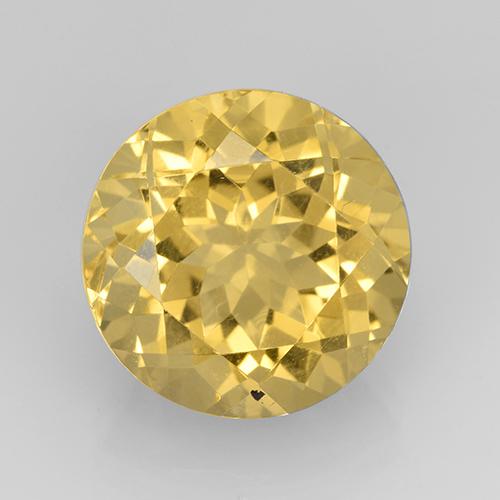 8.05 ct Yellow Citrine Gemstone, Citrine Gem in Round Facet Shape for Sale.