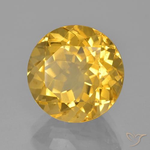 8.02 ct Golden Citrine Stone, Natural Citrine in Round Facet Shape for Sale