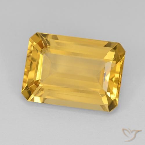 7.28 ct Golden Citrine Stone, Natural Citrine in Octagon Step Cut Shape for Sale