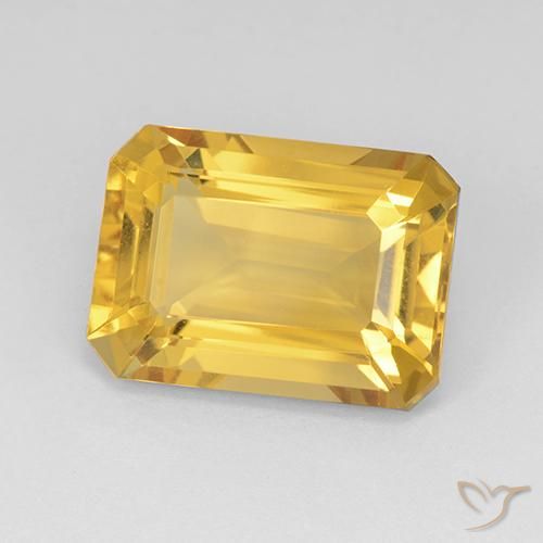 7.73ct Natural Medium Gold Citrine, Emerald Cut, VVS