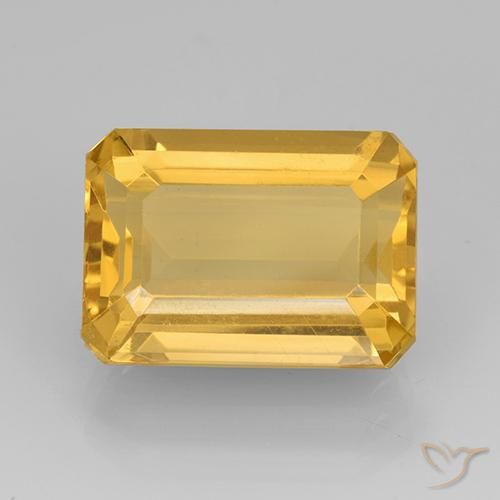 7.83ct Natural Medium Gold Citrine, Emerald Cut, VVS