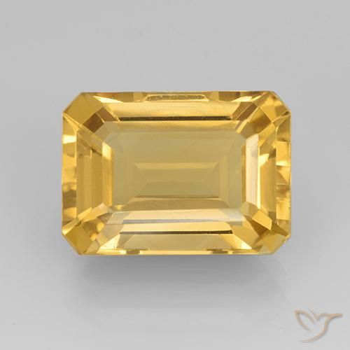 7.37ct Natural Bright Gold Citrine, Emerald Cut, VVS